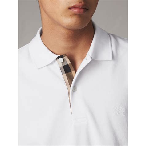 check placket cotton piqué polo shirt burberry|mr porter checked polo shirt.